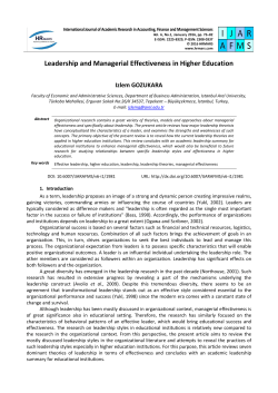 Leadership and Managerial Effectiveness in Higher Education