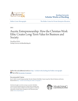 Ascetic Entrepreneurship - Scholar Works at Harding
