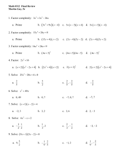 Final Exam Review MATH0312