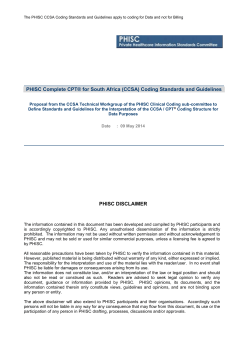 PHISC Complete CPT&reg; for South Africa (CCSA) Coding Standards