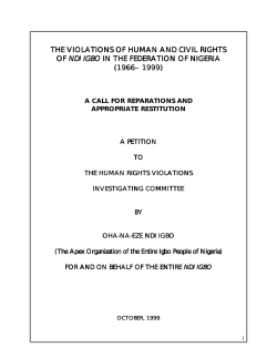 THE VIOLATIONS OF HUMAN AND CIVIL RIGHTS OF NDI IGBO IN