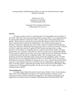 1 Earnings Equality and Relationship Stability for Same