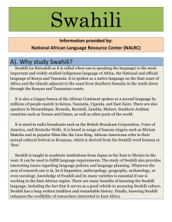 A). Why study Swahili? - The University of Kansas