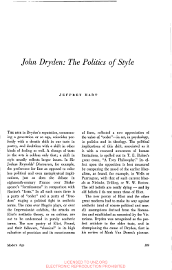 John Dryden: The Politics of Style