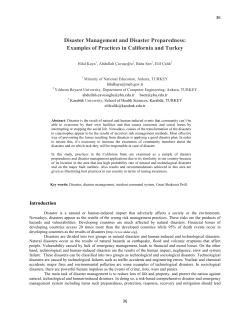 Disaster Management and Disaster Preparedness: Examples of