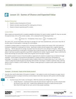 Lesson 13: Games of Chance and Expected Value