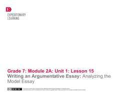 Grade 7: Module 2A: Unit 1: Lesson 15 Writing an Argumentative