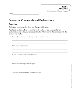 Sentences: Commands and Exclamations - Macmillan/McGraw-Hill