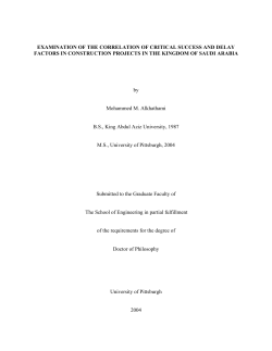 EXAMINATION OF THE CORRELATION OF CRITICAL SUCCESS