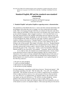 Standard English, RP and the standard&ndash;non