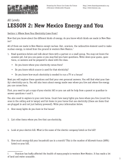 LESSON 2: New Mexico Energy and You