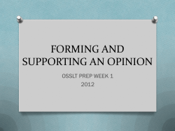 FORMING AND SUPPORTING AN OPINION