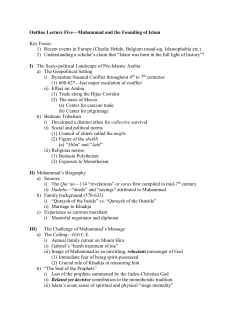 Outline Lecture Five&mdash;Muhammad and the Founding of Islam Key