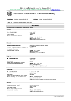 List of participants (as of 30 October 2015)