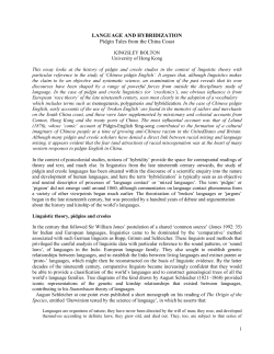 LANGUAGE AND HYBRIDIZATION Pidgin Tales from the
