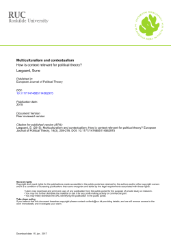 Multiculturalism and contextualism How is context relevant for