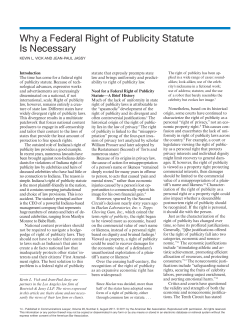 Why a Federal Right of Publicity Statute Is Necessary