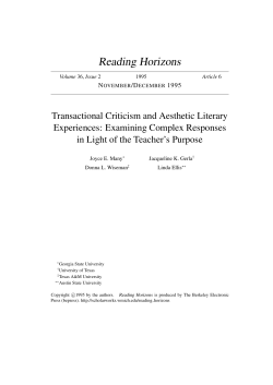 Transactional Criticism and Aesthetic Literary Experiences