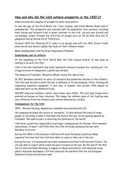 How and why did the USA achieve prosperity in the 1920`s?