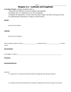 Chapter 2.1 &ndash; Latitude and Longitude