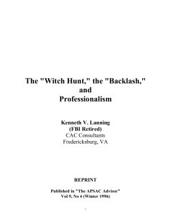 The "Witch Hunt," the "Backlash,"