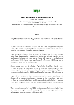 Completion of acquisition of Papyrus France and divestment