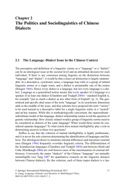 The Politics and Sociolinguistics of Chinese Dialects