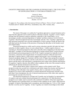 1 COGNITIVE PROCESSES AND THE LEARNING OF PHYSICS