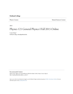 Physics 121 General Physics I Fall 2015 Online