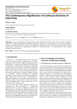 The Contemporary Significance of Confucius Doctrine of Filial Piety