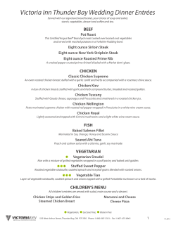 Thunder Bay Wedding Menu - Victoria Inn Thunder Bay