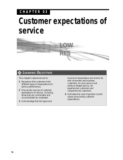 Customer expectations of service
