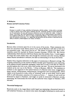 Bosman and Self-Consdous Fiction Introduction