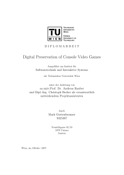 Digital Preservation of Console Video Games - IFS