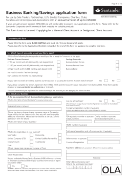 Business Banking/Savings application form