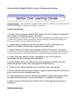 Characteristics of Highly Effective Science Teaching and Learning