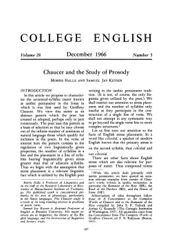 Chaucer and the Study of Prosody