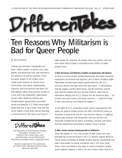 Ten Reasons Why Militarism is Bad for Queer People