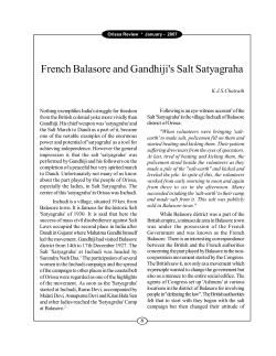 French Balasore and Gandhiji`s Salt Satyagraha