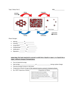 Topic 5 Notes Part 2 NB# Phase Changes: • Melting ______
