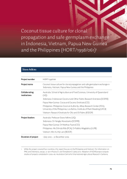 Coconut tissue culture for clonal propagation and safe