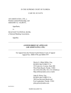 IN THE SUPREME COURT OF FLORIDA CASE NO. SC10