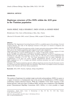 Haplotype structure of five SNPs within the ACE gene in the