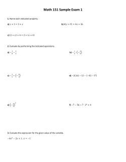 Math 151 Sample Exam 1
