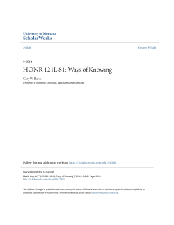HONR 121L.81: Ways of Knowing