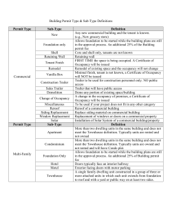 Building Permit Type and Subtype Definitions