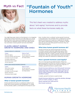 Myth vs Fact “ Fountain of Youth” Hormones