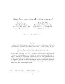 Closed form summation of C-finite sequences