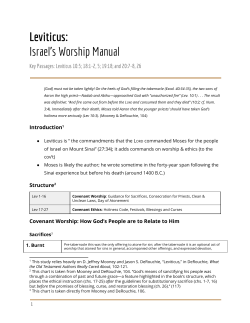 Leviticus: Israel`s Worship Manual