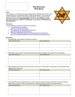 The Holocaust Web Quest